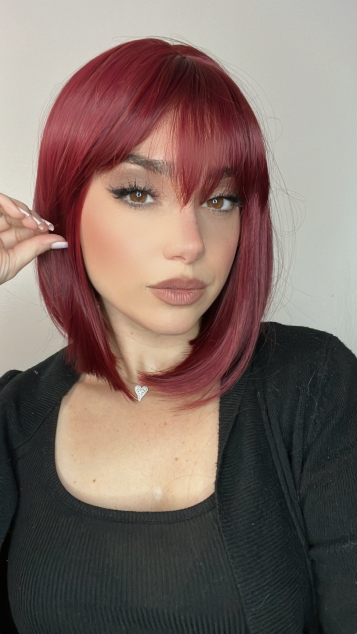 EllaRae | Ruby Wig | Burgundy Straight Bob with Bangs-SAMPLE – EllaRae ...