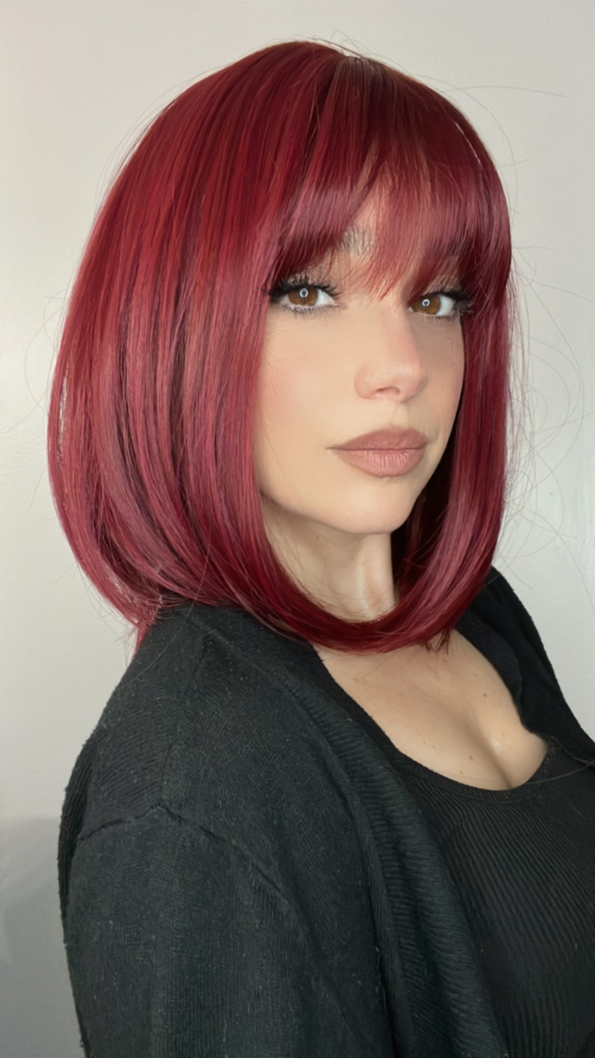 EllaRae | Ruby Wig | Burgundy Straight Bob with Bangs-SAMPLE – EllaRae ...