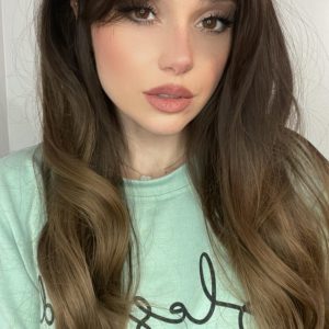 EllaRae | Layla Style Wig | Long Wavy Ombre Brunette with Curtain Bangs Wig