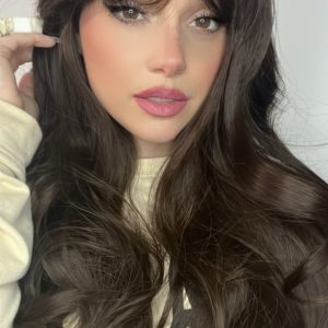 EllaRae | Lyric Style Wig | Dark Brown Wavy Layered Wig with Bangs