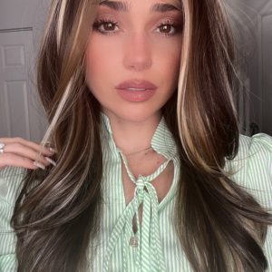EllaRae | Sky Style Wig | Lace Front Mid-Length T-Part Straight Brown with Blonde Highlights Wig