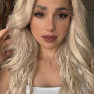EllaRae | Elle Style Wig | Mid-Length Plantinum Blonde with Shadow Root Free Parting